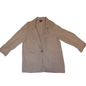 Drew Blazer Jacket Women Large Pink Mauve Linen Blend Pockets Career Retail $288